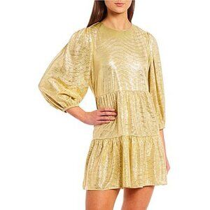 NWT $170 Julie Brown NYC Holiday Sparkle Allan Dress Gold Small